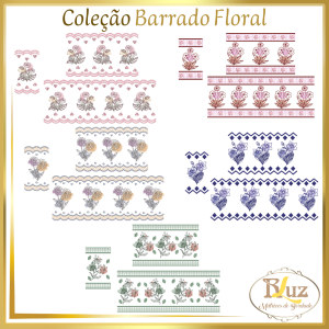 Matrizes de Bordado Barrado Floral